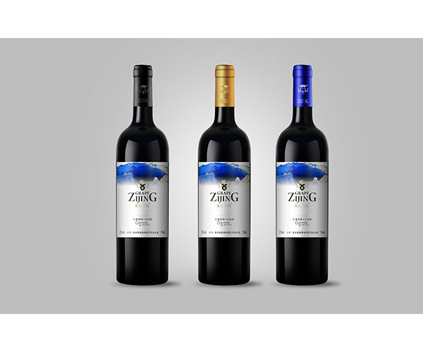 紫晶格瑞蓝色天池葡萄酒酒标设计